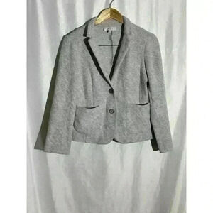 Talbots Petites Grey/White Blazer Jacket Woman Size 10 PETITE